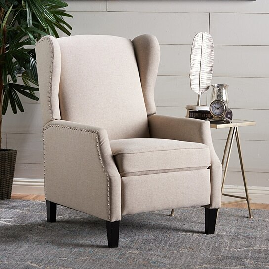 Westeros Traditional Wingback Fabric Recliner Chair